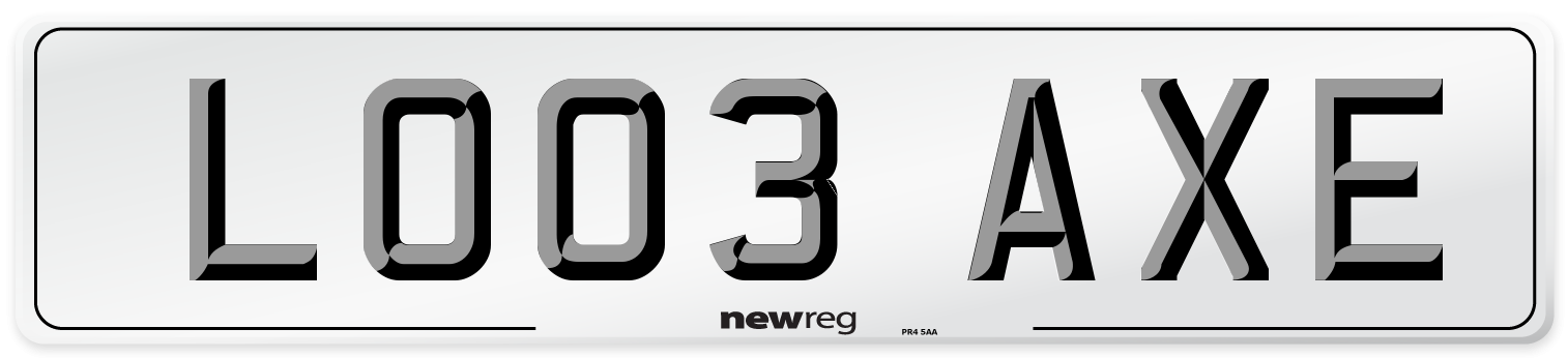 LO03 AXE Number Plate from New Reg